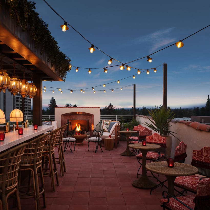 Patio view of President's Terrace, Palo Alto.