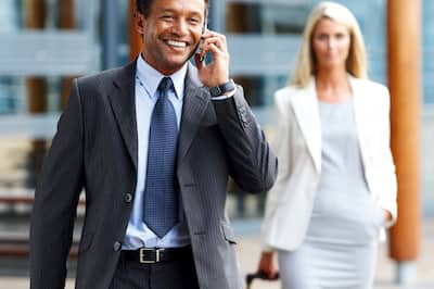 Businessman talking on cell phone