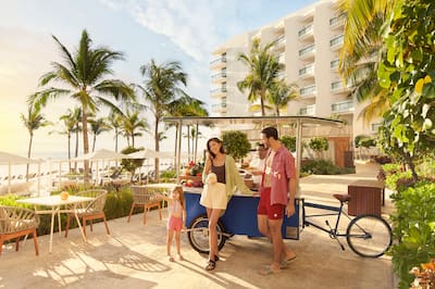 hotel exterior and beach area