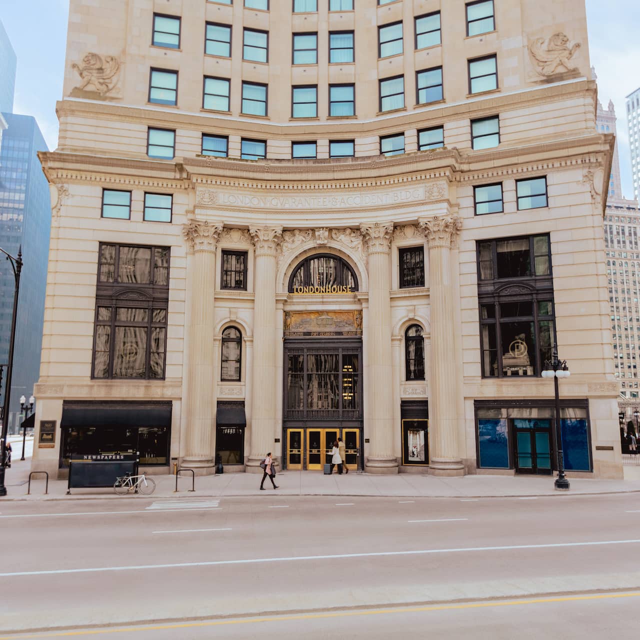 Hotel exterior with surrounding roads and buildings