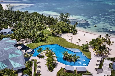 ariel view of pool, beach