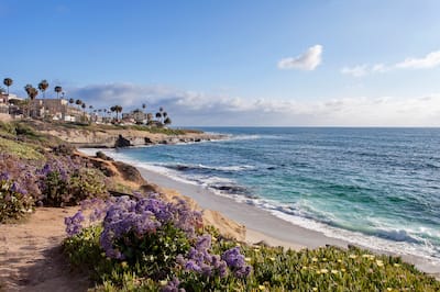 La Jolla beach cliffs in San Diego